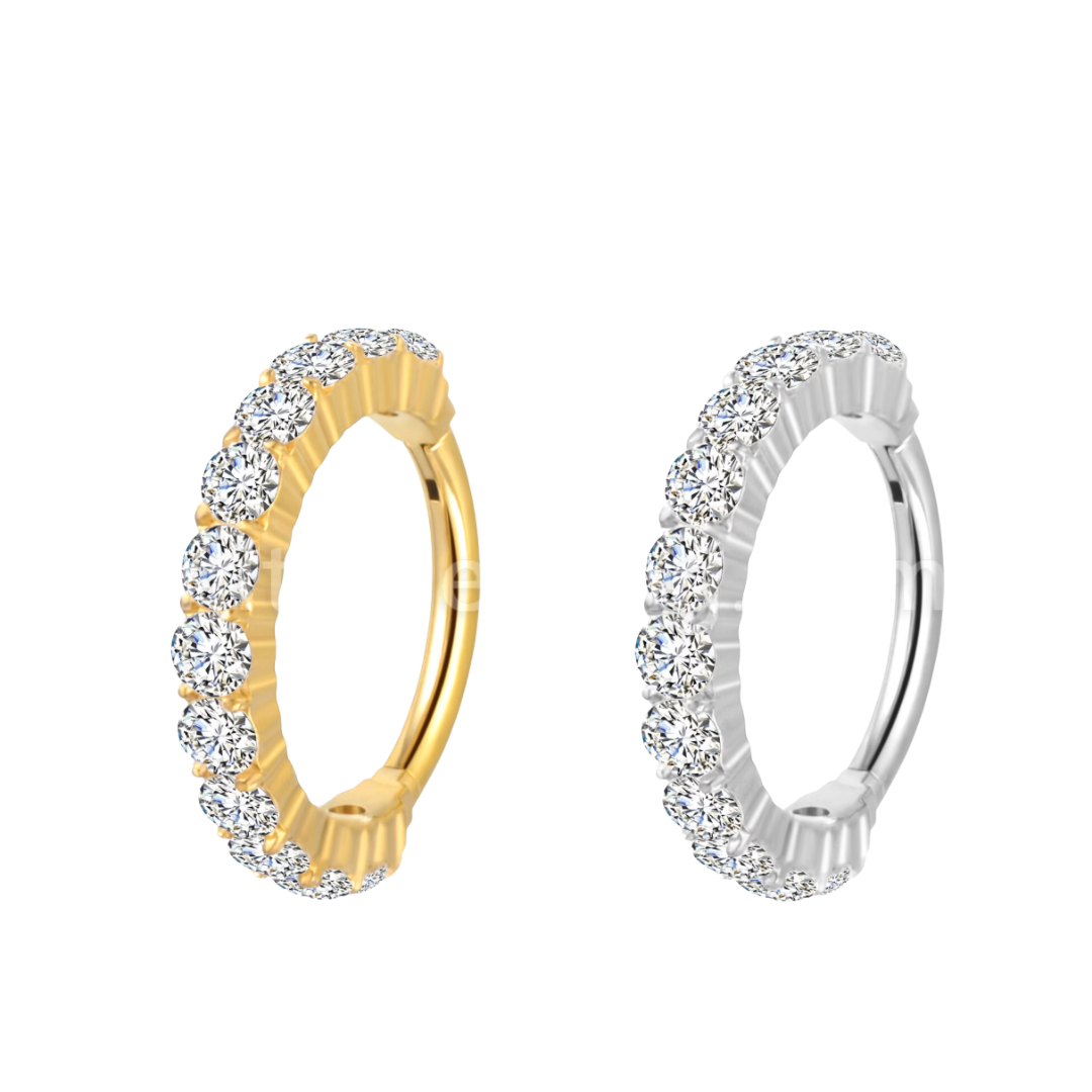 Piercing Argola Titânio Segmento Articulado Zircônia Cravejada Lateral