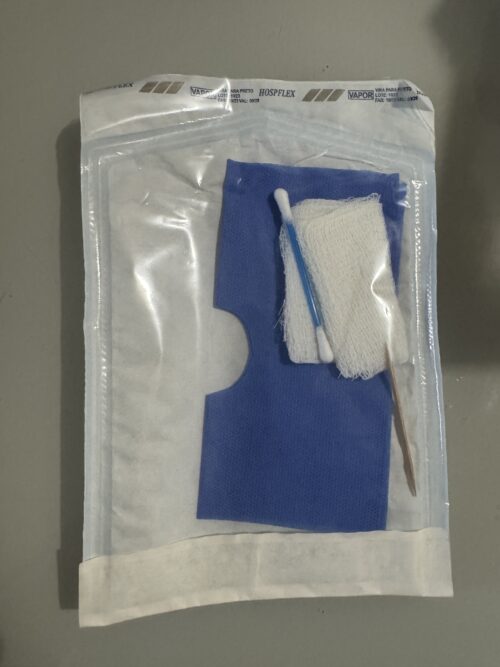 Kit estéril para Body Piercing c/ gaze, cotonete, campo cirúrgico ou touca